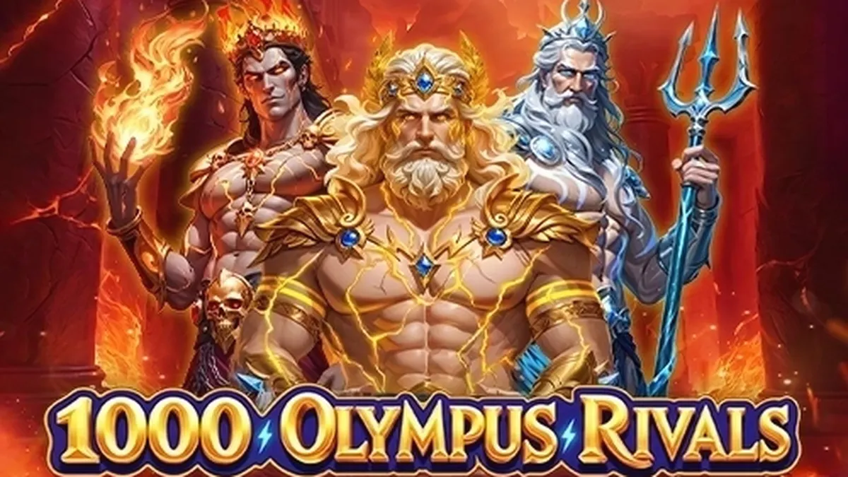 Tampilan visual slot 1000 Olympus Rivals dengan latar belakang mitologi.
