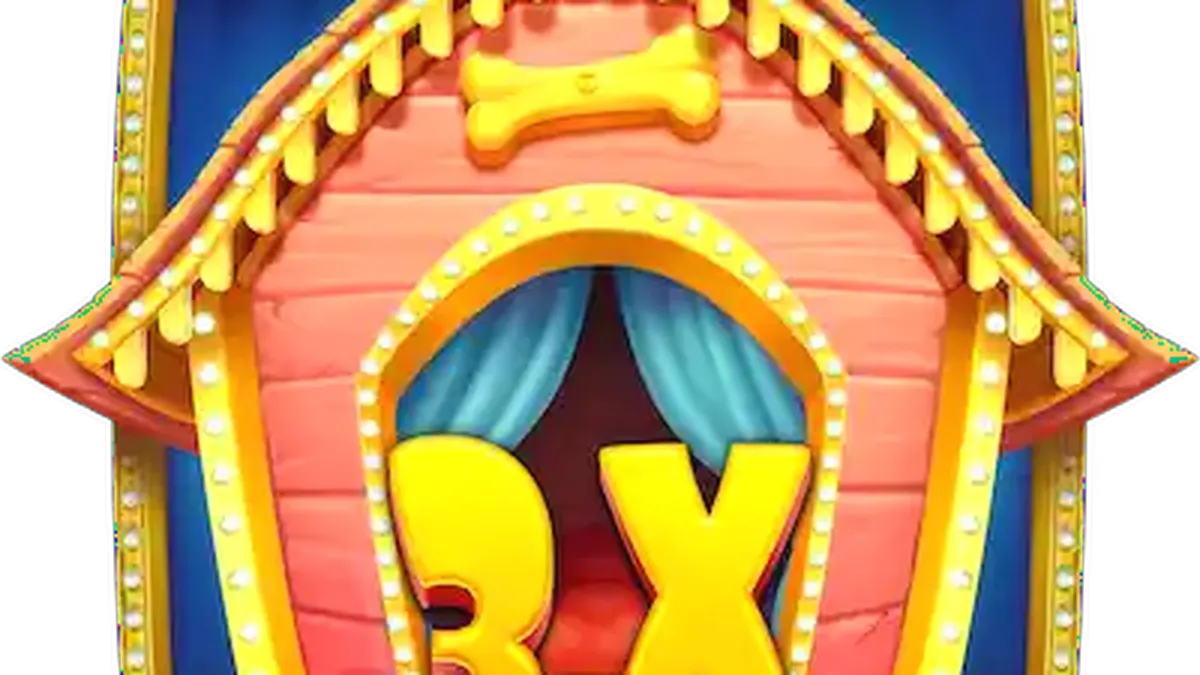 Tampilan layar utama slot The Big Dog House dengan simbol anjing kolosal